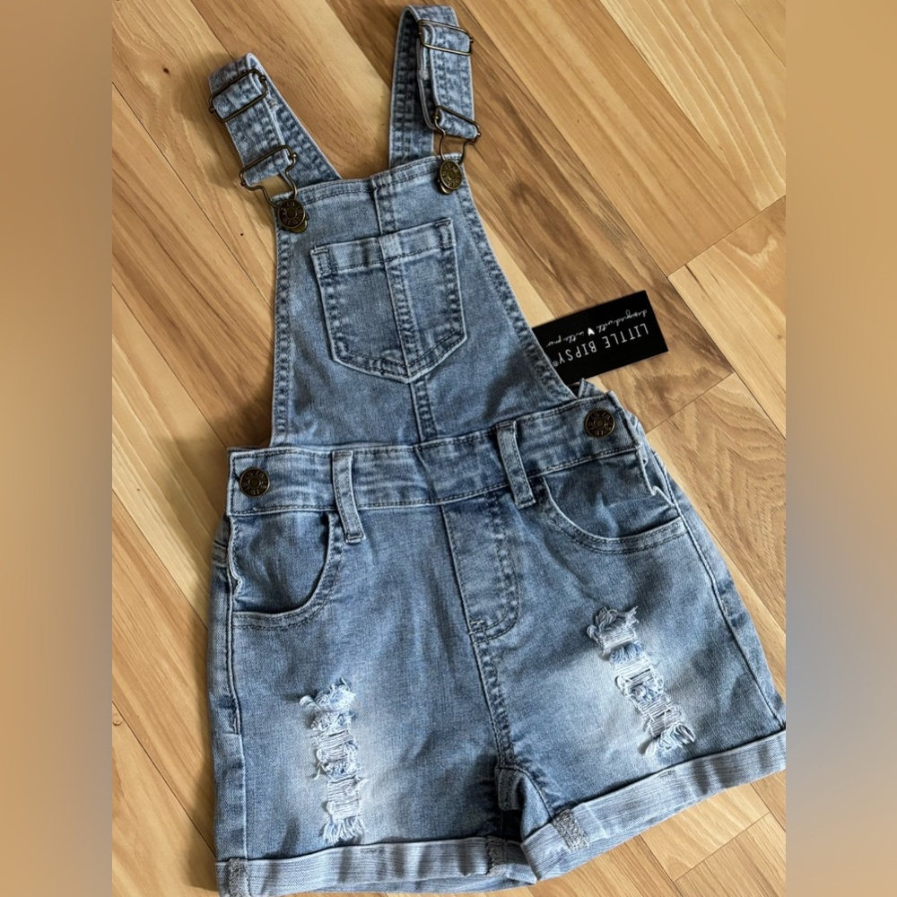 NWTS Denim Little Bipsy Overalls with Distressed Details